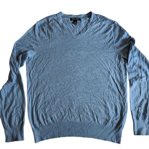 Banana Republic Men's Blue Silk Cashmere Luxury Blend V-Neck Sweater